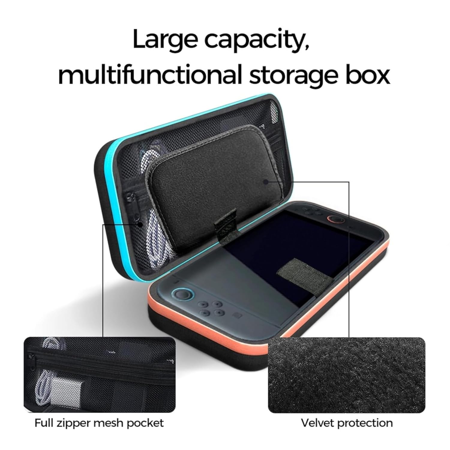 Ekoomar Carrying Case for Nintendo Switch 2 - Official Travel Pouch 2025 with 10 Game Slots - Mini Version Hard Shell Bag for Switch 2 - Protective Carry Handbag Pouch -Switch Accessories Case - Black - Image 4