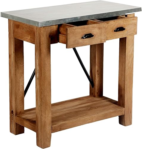 Miniatura 4 de Alaterre Furniture Millwork - Consola de madera y zinc de 30 pulgadas con dos cajones