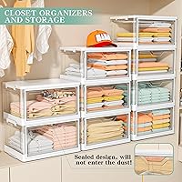 Vista 4 de Contenedores de almacenamiento transparentes con tapas, contenedores de plástico de 4 niveles con ruedas, contenedor de almacenamiento apilable