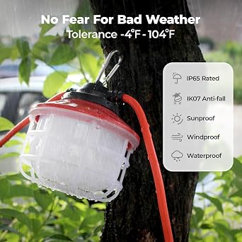 50FT 75W Construction String Light,ETL Certified,18/2 SJTW