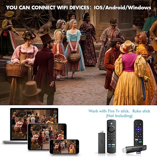 Miniatura 5 de Cinop 1080P Native 4K - Mini proyector Bluetooth WiFi 5G 9500L portátil al aire libre compatible con corrección Keystone 4P4D TV Stick DVD HDMI USB