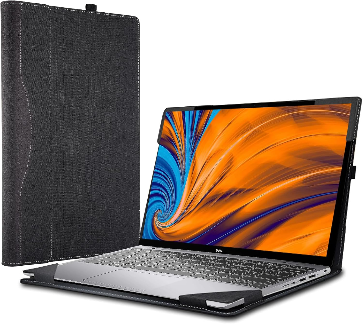 Laptop Case for Latitude 3320 Vostro 5000 (5391/5390) for HP ProBook 430 G8 13.3" PU Leather Inside Pocket Cover (13.3inch, Gray-Black)