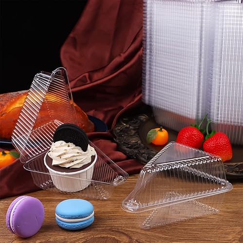 Miniatura 4 de 200 recipientes de plástico transparentes para tartas con tapas de 5 pulgadas, tapa mediana con bisagras, contenedor de pastel de queso desechable