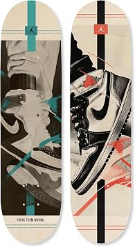 Urban Graffiti Acrylic Wall Art Die-Cut Easy-to-Hang, 2 Panel 8" x 32", Retro Urban Sneaker Skateboard Set