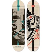 Urban Graffiti Acrylic Wall Art Die-Cut Easy-to-Hang, 2 Panel 8" x 32", Retro Urban Sneaker Skateboard Set