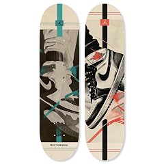 Urban Graffiti Acrylic Wall Art Die-Cut Easy-to-Hang 2 Panel 8 x 32 Retro Urban Sneaker Skateboard Set