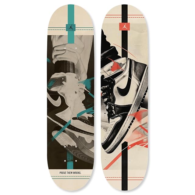 Urban Graffiti Acrylic Wall Art Die-Cut Easy-to-Hang 2 Panel 8 x 32 Retro Urban Sneaker Skateboard Set