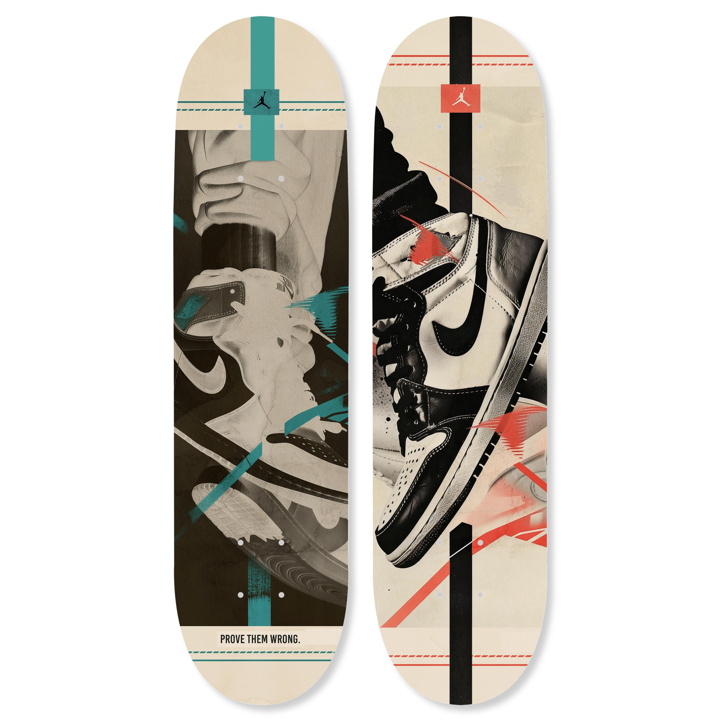 Urban Graffiti Acrylic Wall Art Die-Cut Easy-to-Hang 2 Panel 8 x 32 Retro Urban Sneaker Skateboard Set