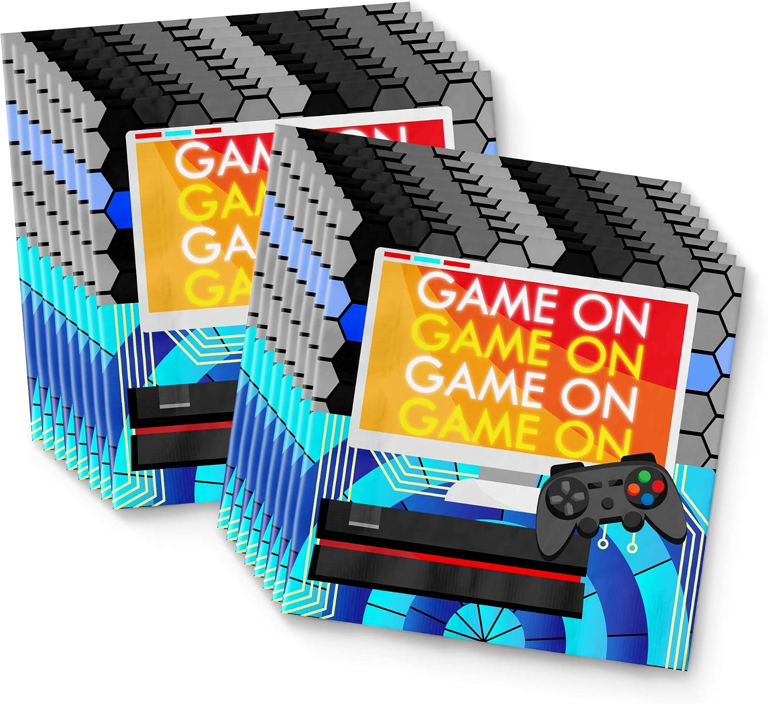 Video Game On Birthday Party Supplies Set Plates Napkins Cups Tableware Kit for 16