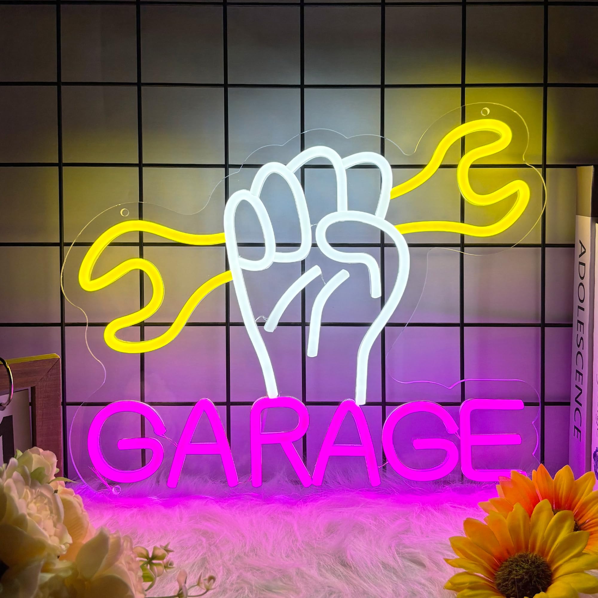 Garage Shop Neon Signs for Wall Decor, Barber Neon Lights Led Business Signs Suitable for Hair Salon Barber Art Decor Gift for Family, Friends and Boys, 16.73 * 10.4In — image 1