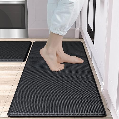 Juego de alfombras de cocina de 2 piezas suaves y acolchadas antifatiga 25 pulgadas de grosor impermeables antideslizantes de espuma viscoelástica