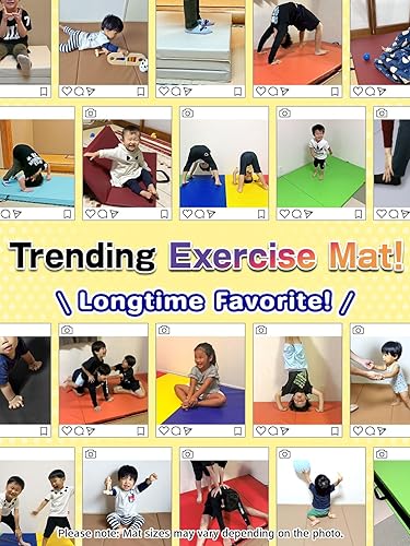 Miniatura 8 de Tapete de gimnasia plegable y elástico de 71 x 39 x 2 pulgadas, para entrenamiento muscular, para niños, para yoga, deportes, insonorización, uso