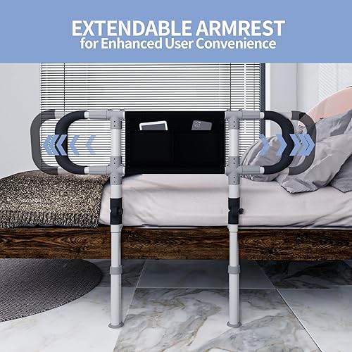 Miniatura 2 de Barras de apoyo ajustables para cama individual, queen, king, debajo del colchón, barandillas de bastón de cabecera para personas mayores,