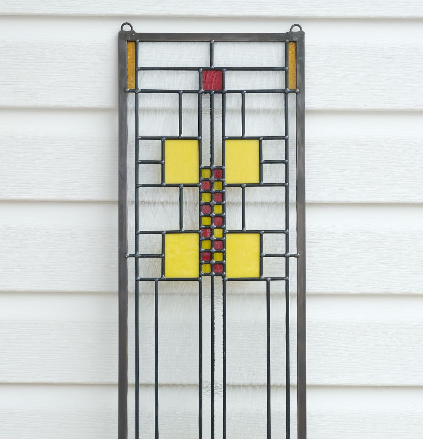 10" x 36" Stained Glass Mission Style Window Panel