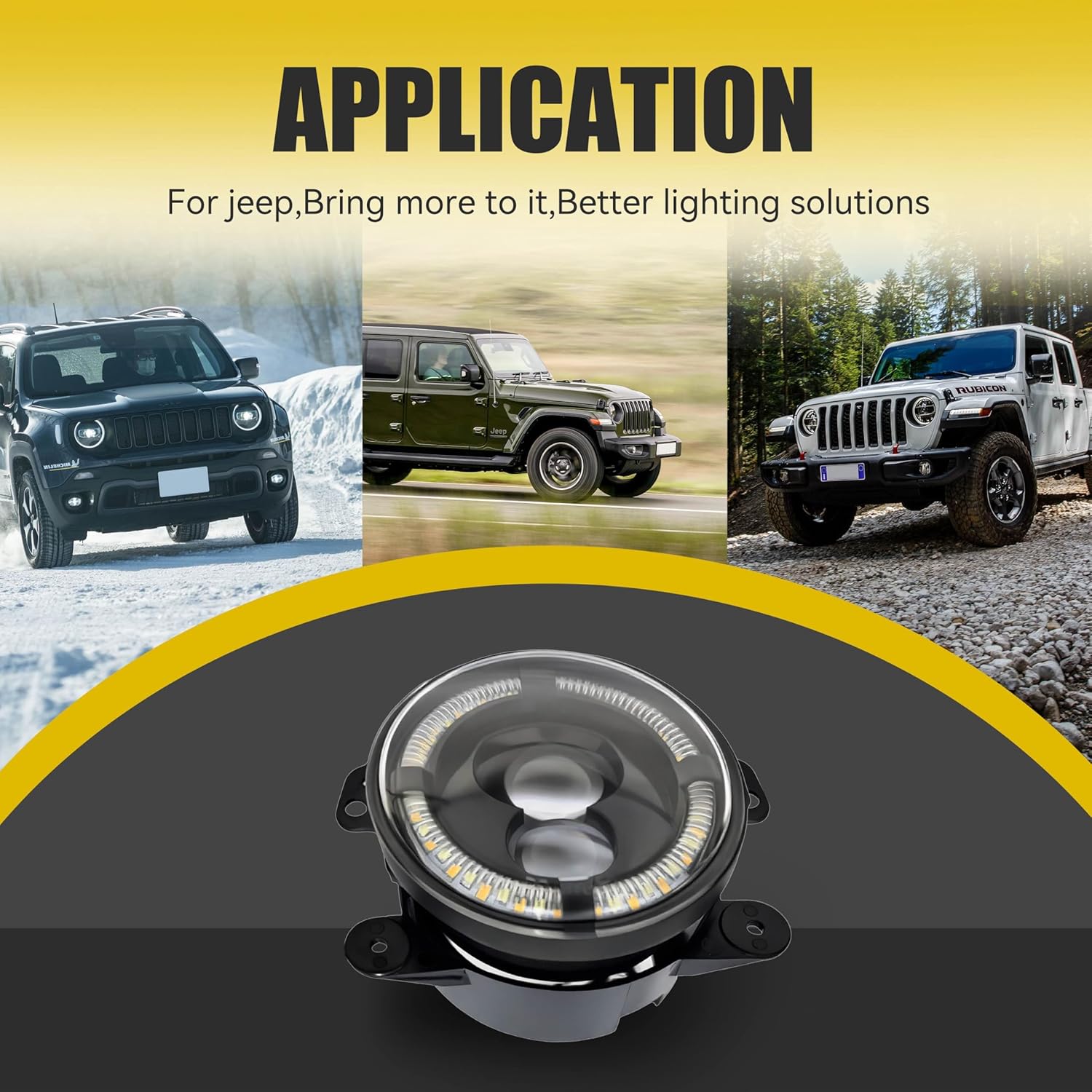 4 Inch LED Fog Lights 60W High-Intensity DIY Off Road Fog Lamp for Jeep Wrangler JK Rubicon Unlimited JKU 2007-2018,Round Fog Lamps with High and Low Beam