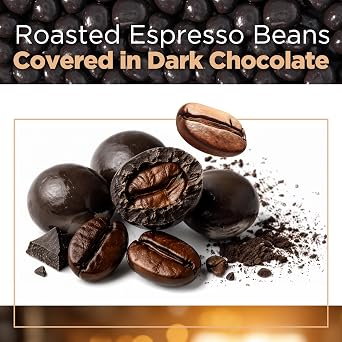 Dark Chocolate Covered Espresso Beans, Coffee Candy Snack, 15 Oz Bag