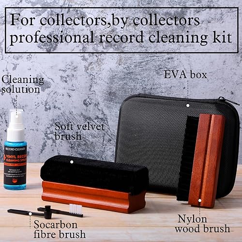 Vista 16 de Kit de limpieza de discos de vinilo de 6 piezas, incluye cepillo de microfibra de nailon, líquido limpiador y caja de almacenamiento, kit de cepillo