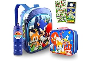Sonic the Hedgehog Kids Backpack with Lunch Set | 16" Sonic Backpack,...