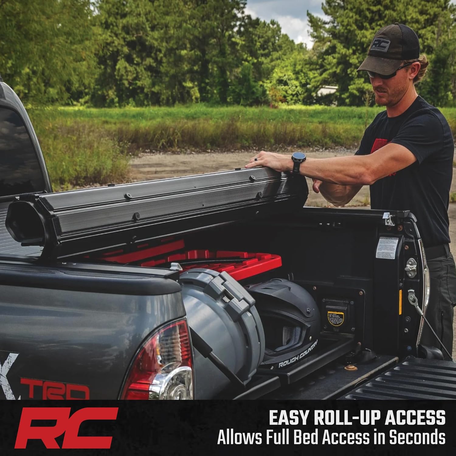 Rough Country Hard Roll-Up Tonneau Cover for Toyota Tacoma (2005-2015) - Aluminum Truck Bed Cover, Fits 5' Short Bed