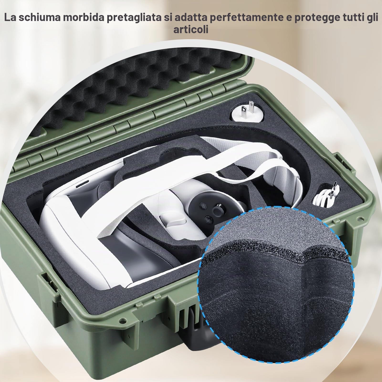 Lykus Titan OQ200 Valigia Custodia Case (Verde) per Quest 3S/Quest 3/Quest 2, Adatta al Cinturino Elite, Migliore Protezione [SOLO VALIGIA]