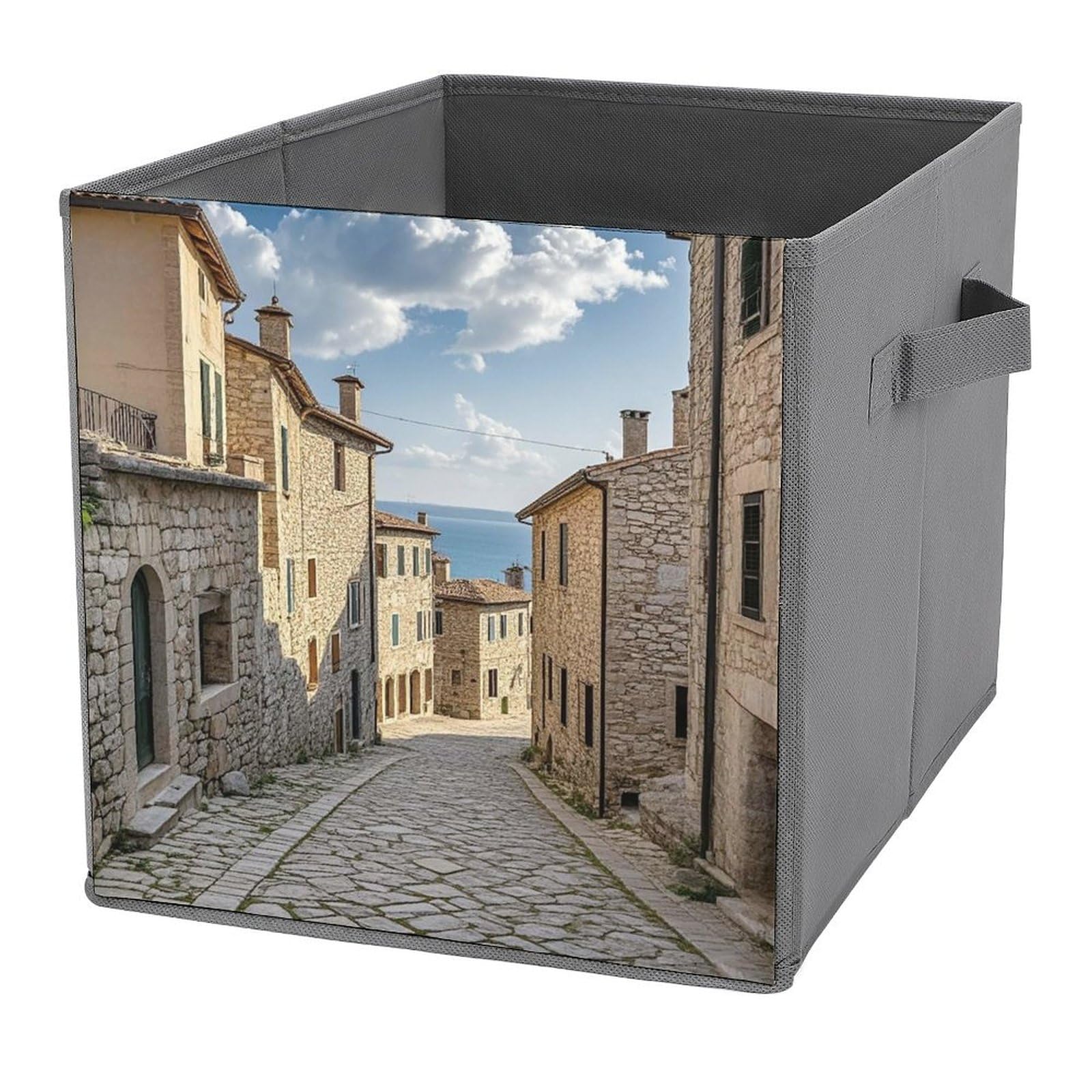 Bacs de rangement pliables cubes anti-désordre avec poignées en cuir pour armoire et draps