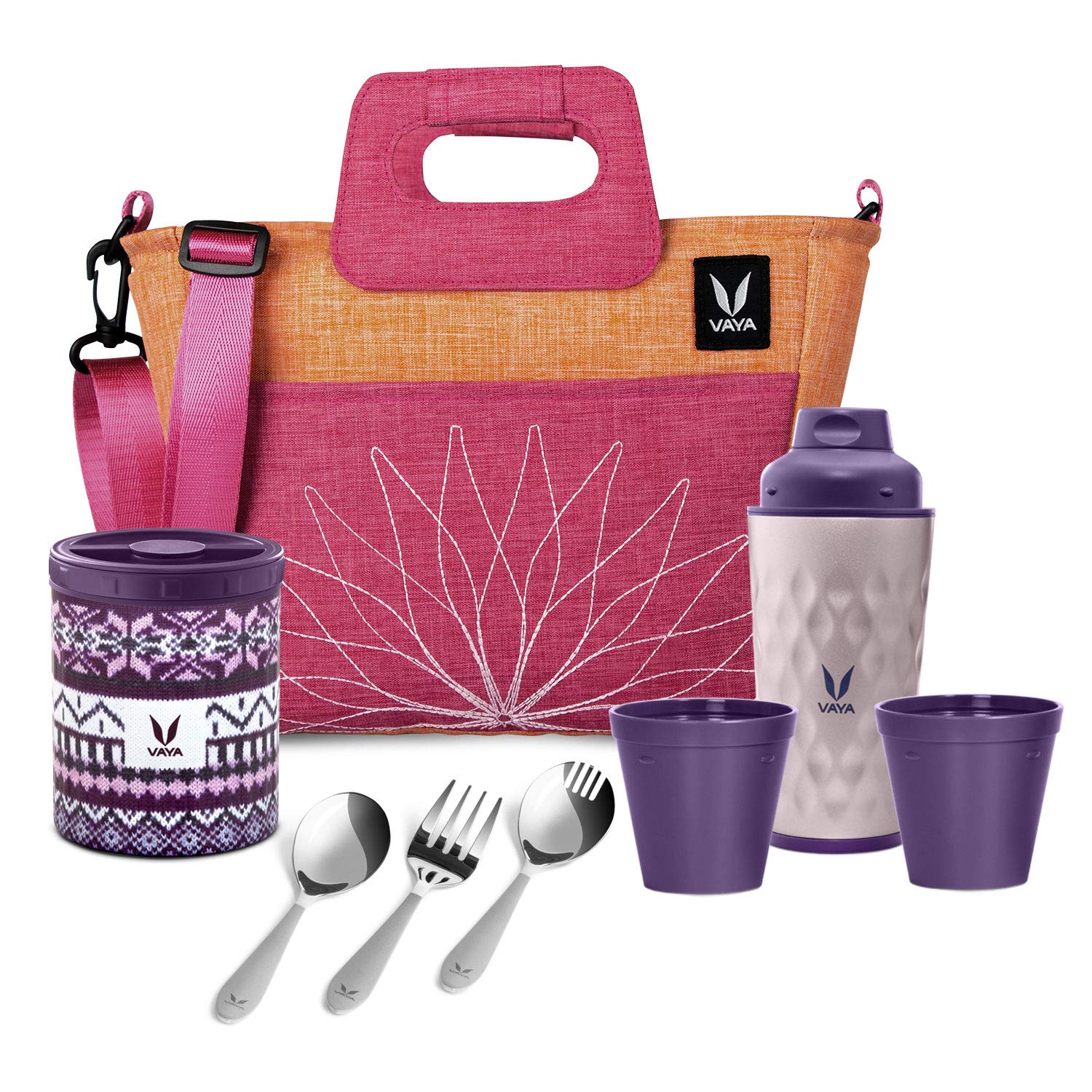 VAYA Lunch Box & Water Bottle Combo Pack Wool Printed 500 ml Vacuum