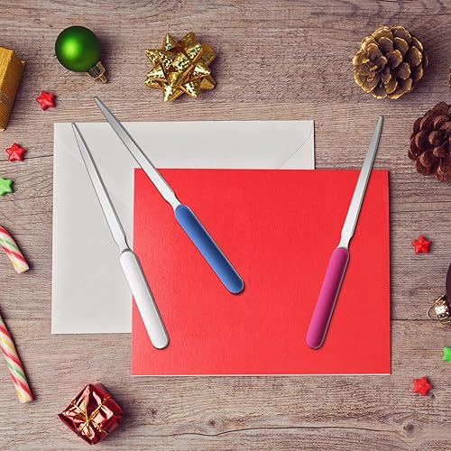 Miniatura 5 de Kosiz Espada para abrecartas de acero inoxidable, cuchillo de correo, cuchillos ligeros para suministros de oficina y hogar, 4 piezas (blanco,