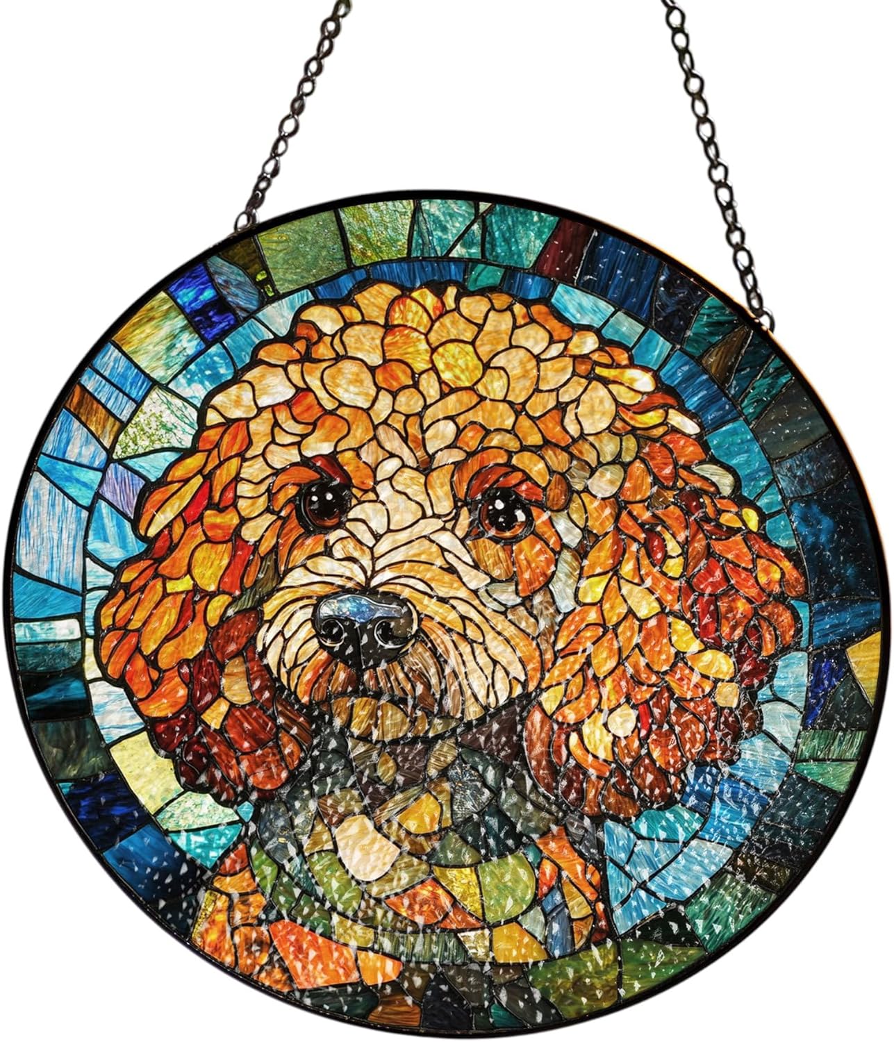 Poodle Stained Glass Panel | Colorful Dog Art Decor with Intricate Detail, Perfect Unique Gift for Poodle Lovers (7.8)