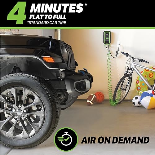 Miniatura 3 de Slime 40082 Inflador de neumáticos, Garage Pro Power, estación de inflado, silencioso, potente, 120 V, montado en la pared, digital, 0-99 psi