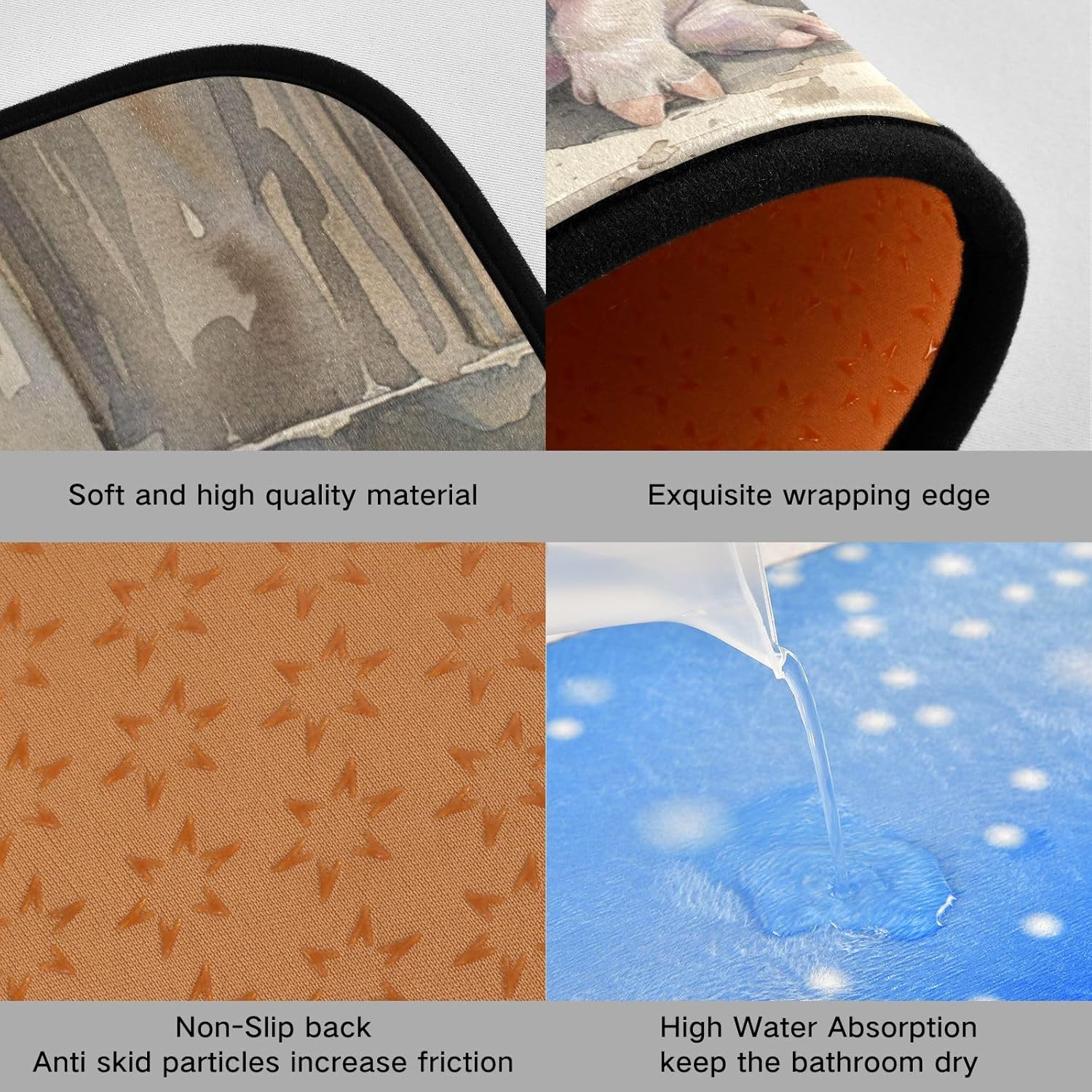 Kitchen Mats for Floor, 2 Piece, Pig Barn Cute Non-Slip Washable Kitchen Rugs Set for Home, Office, Sink, Laundry, 19.7” x 47.2” + 19.7” x 27.6”