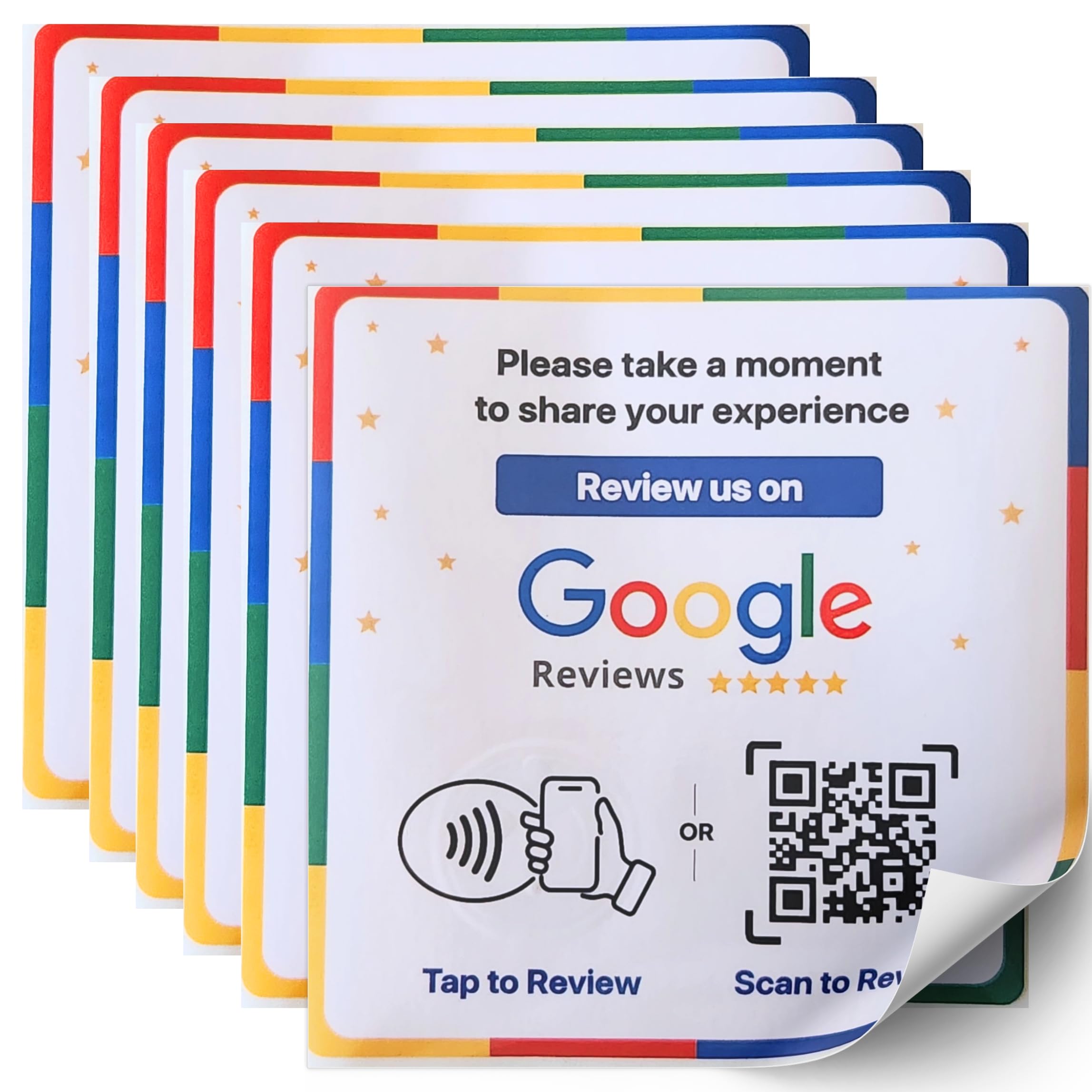 NFC Google Review Sticker, Compact 3.9", 6-Pack