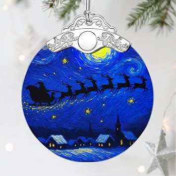 Starry Night Stained Glass Ornament - Christmas Decorations for Tree | Christmas Ornaments | Holiday Ornament Holiday Party Gifts | Xmas Gifts | Gift Exchange | Gift Idea