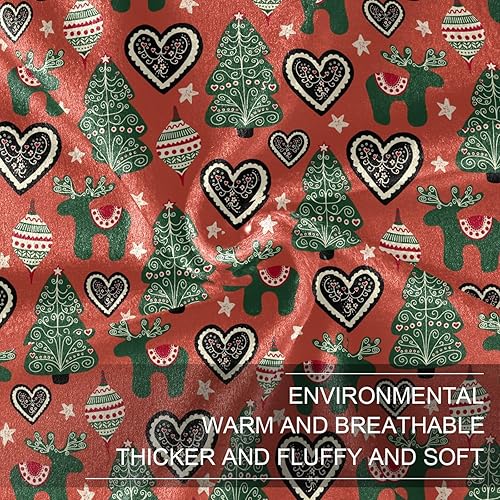 Miniatura 7 de KLL Christmas Folk Art Pattern Red Blankets & Throws Spring Flannel Fleece Blanket Warm Cozy Throws 60x90 Inches for Sofa, Sofa, Couch Comfy Plush