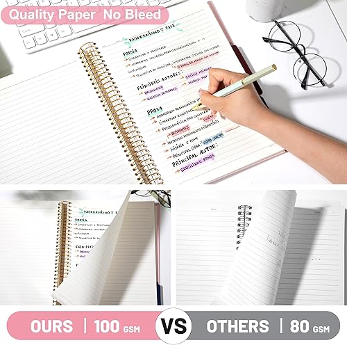 Miniatura 2 de Cuaderno de espiral grande de 85 x 11 pulgadas cuaderno en espiral de 3 temas para tomar notas papel de alta calidad 353ozm 104 hojas diario con