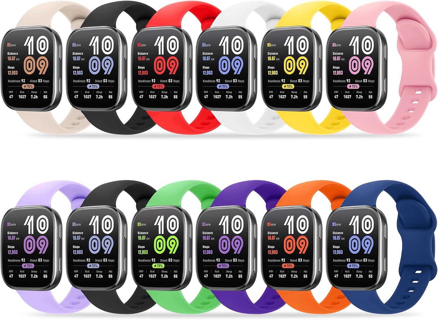 Bands Compatible with Amazfit Bip Max/Bip 6/Bip 5/Active Max/Cheetah 2 Ultra/Balance 2/Balance/GTR 4/3 Pro/3/2/GTR 47mm Watch Band, 22mm Soft Silicone Sport Replacement Strap for Women Men