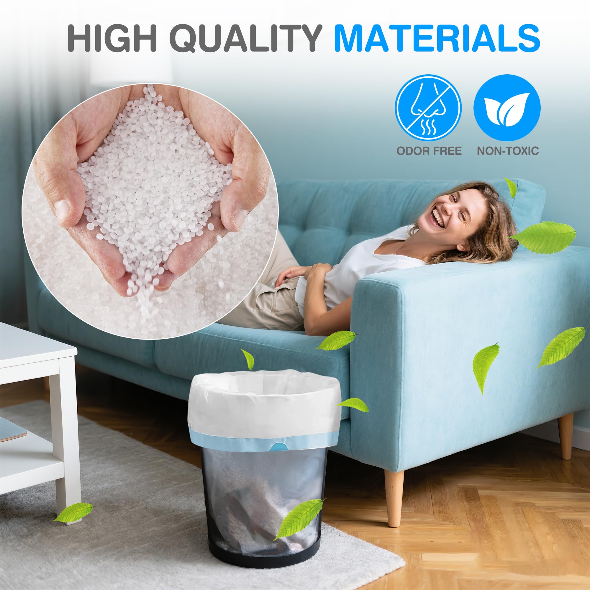 Charmount Małe worki na śmieci 10 l, 200 sztuk mini worki na śmieci ze sznurkiem, plastikowe wkładki do kosza na śmieci do akcesoriów łazienkowych, sypialni, pokoju w akademiku, niezbędników, biura
