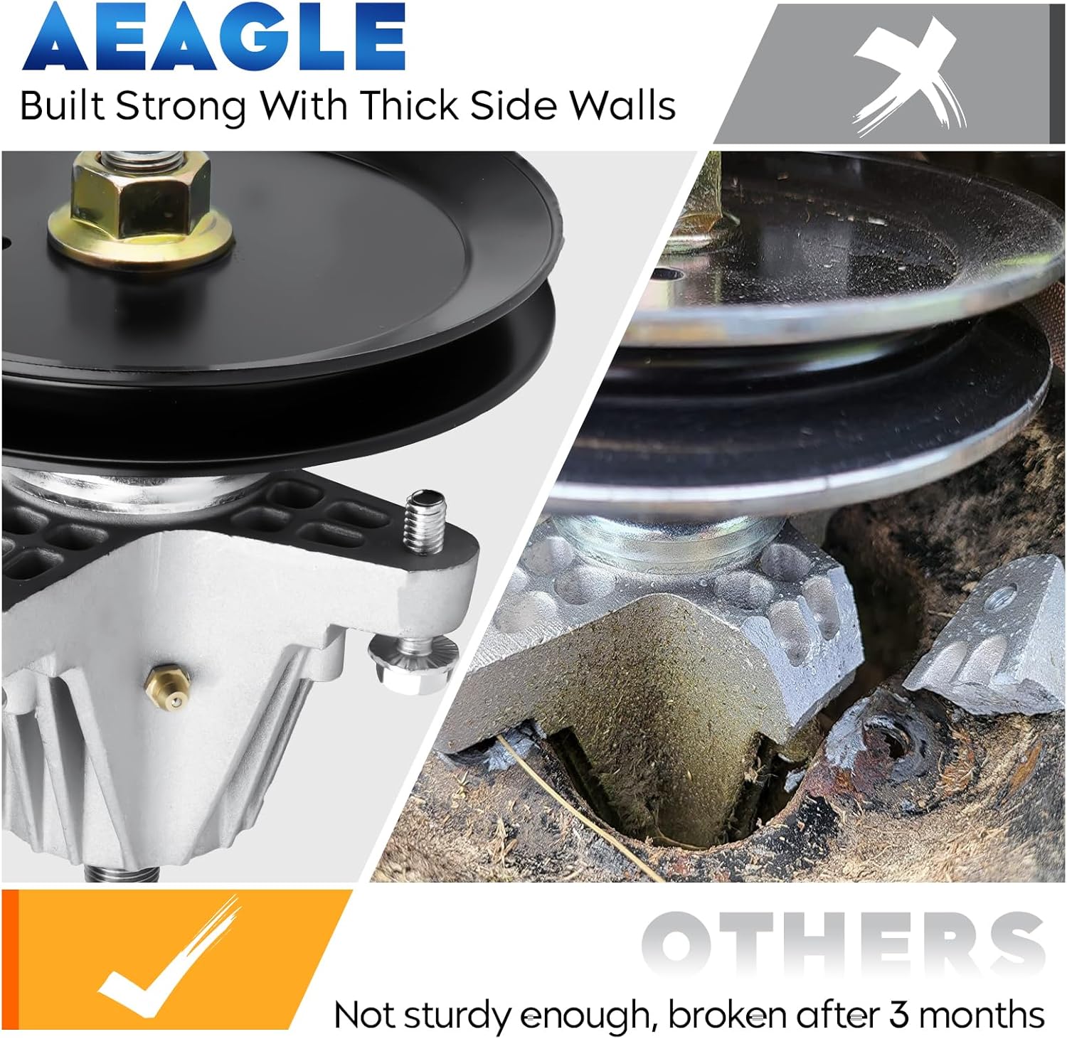 Aeagle 46" Deck Rebuild Kit Fits for Cub Cadet XT1-LT46 XT2-LX46 MTD T225 T240 T2800 T8200 T8600 T3100, Includes 2 Spindles 618-06977 918-06977, 2 Blades 742-04244 742-04290