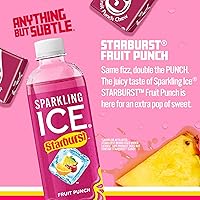 Vista 3 de Sparkling Ice STARBURST Fruit Punch, Zero Sugar Flavored Sparkling Water, with Vitamins and Antioxidants, Low Calorie Beverage, 17 fl oz Bottles