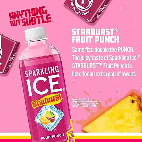 Miniatura 3 de Sparkling Ice STARBURST - Ponche de frutas, agua con gas sin sabor a azúcar, con vitaminas y antioxidantes, bebida baja en calorías, botellas de 17