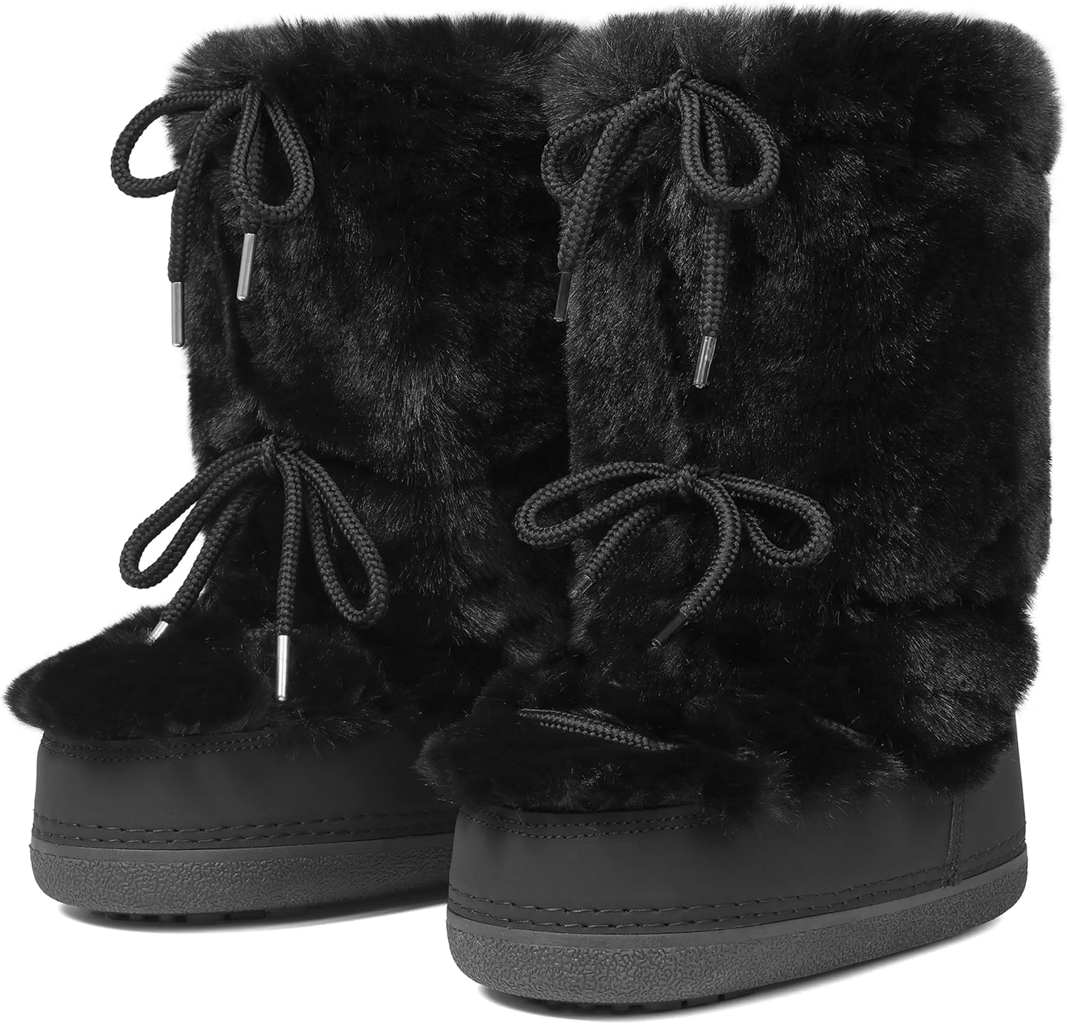 CELNEPHO Fur Boots Comfortable Winter Boots for Women Fuzzy Boots Mid Calf Anti-Slip Rubber Sole Cute Y2K Snow Boots Indoor Outdoor