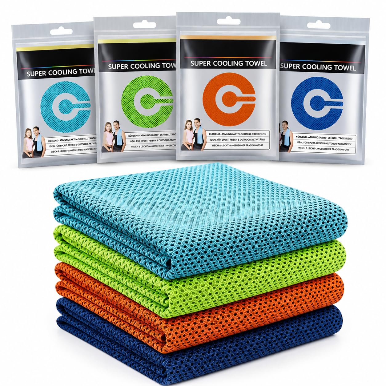Cooling Towels 4 Pack Soft Breathable Microfibre Sports Towel (B)