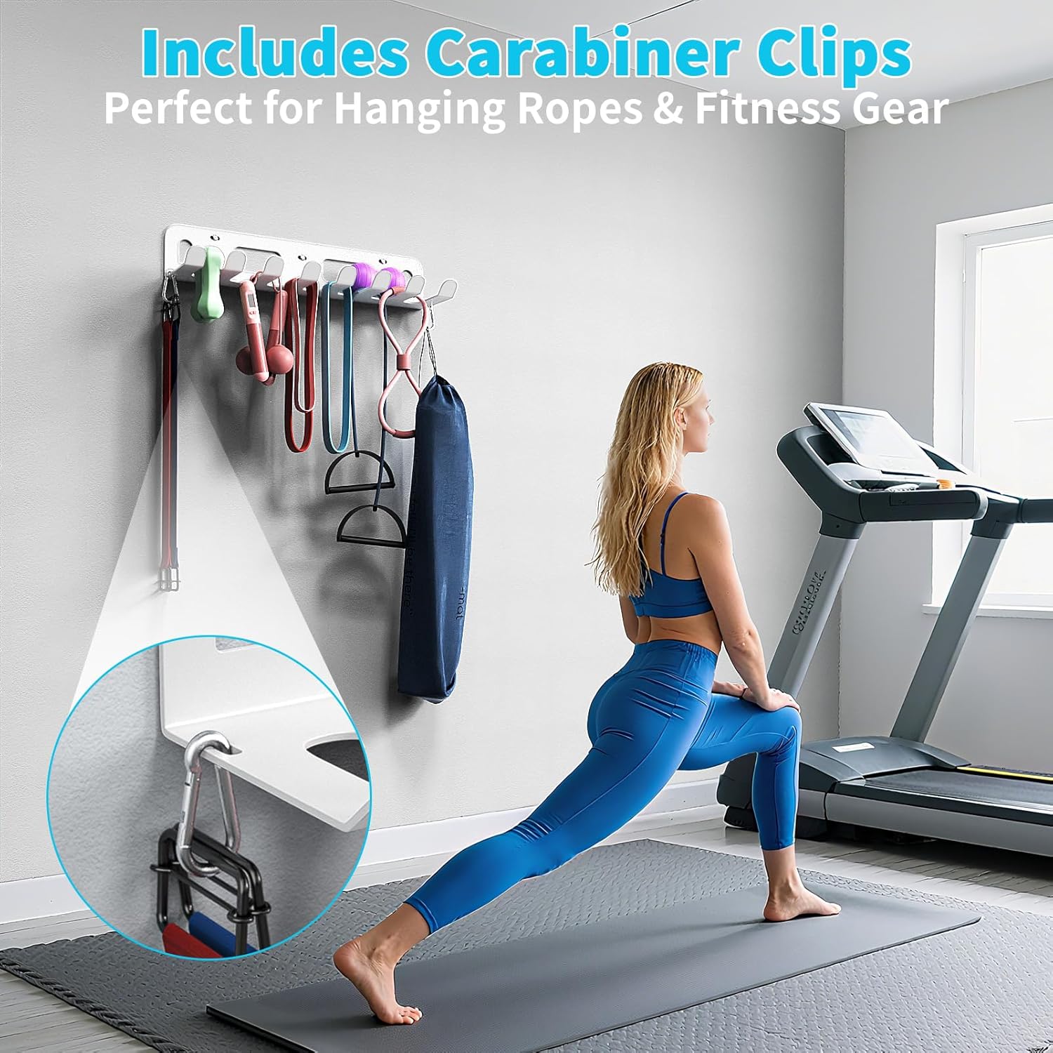 KHAMAL Multi-Purpose Gym Equipment Storage Rack for Resistance Bands - Gym Wall Storage for Exercise Bands, Yoga mat, Jump Ropes, Weight Belts, Straps, Hula Hoop (Black White)