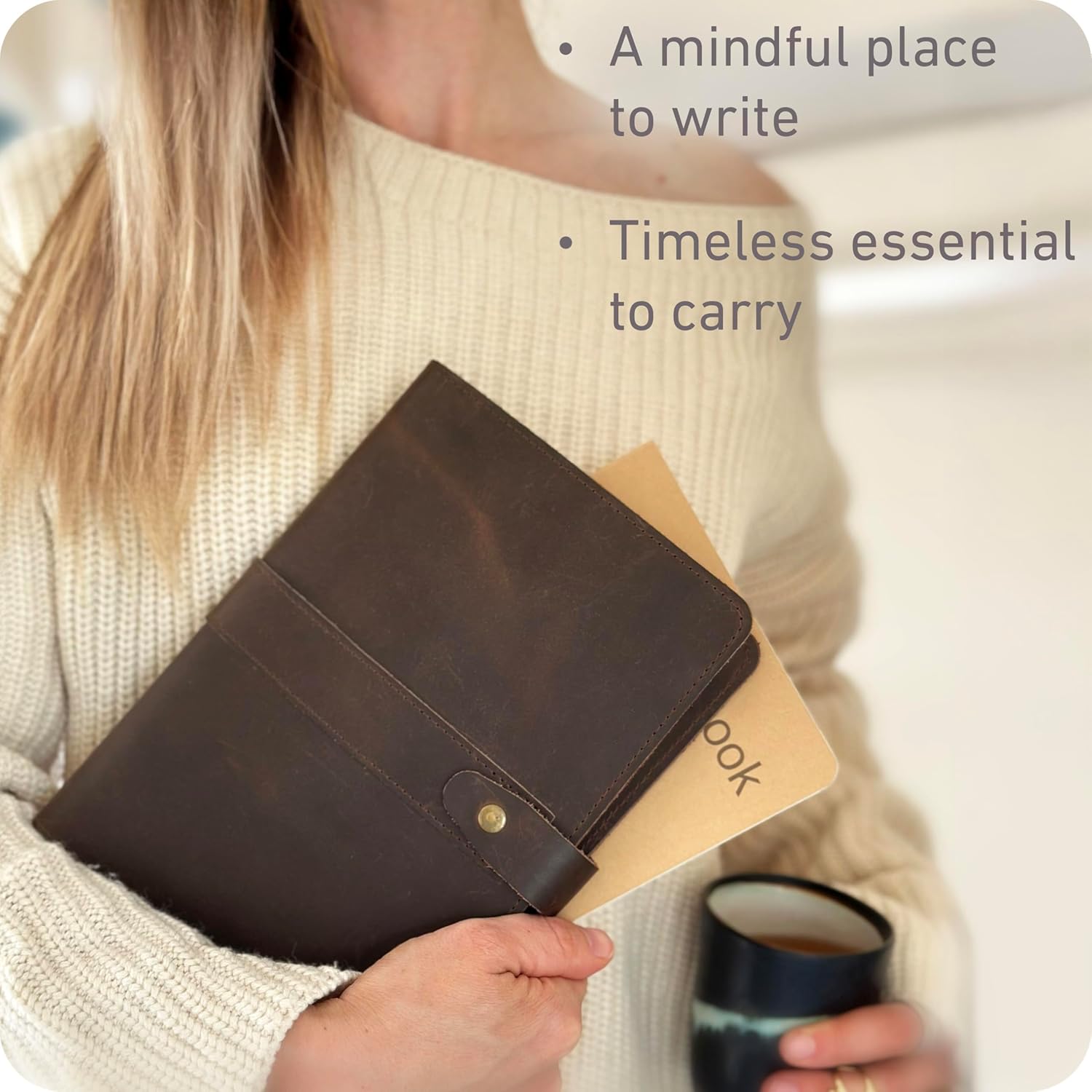 le vent Refillable Genuine Leather Journal for Women & Men - 5x8 Notebook for Work, 200+200 Lay-Flat Pages (Lined & Blank) - A5 Brown Vintage Diary Cover - Handmade for Travel, Business and Gifts - Image 6