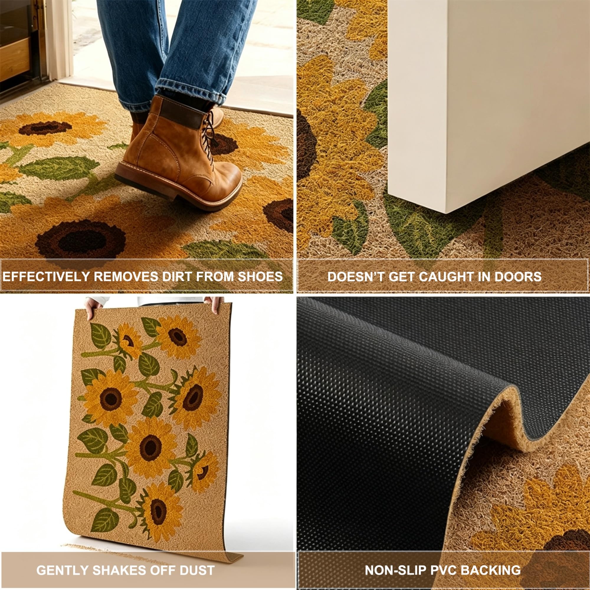 Zerbini Per Ingresso Esterno Tappeto Impermeabile | Non-slip Low Profile Durable Door Mat per Ingresso Interno Esterno Tappeto Esterno Terrazzo(A,60x90cm)