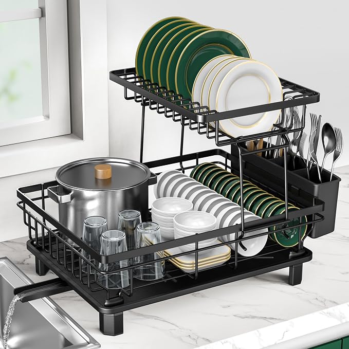 Rottogoon Escurreplatos Grande de Acero Inoxidable de 2 Niveles para…