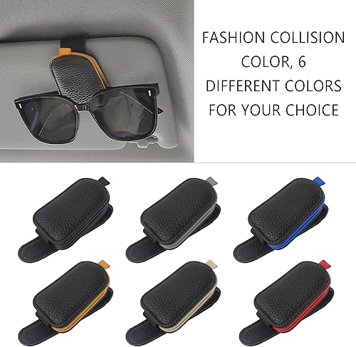 Miniatura 6 de Soporte magnético para lentes de sol para visera de automóvil, clip magnético de cuero para lentes de sol con color frío de colisión, accesorios