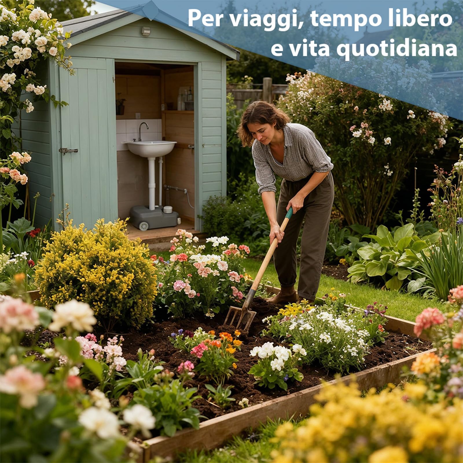 Montafox Lavandino da Esterno 21 L - Lavabo da Campeggio Mobile con Pompa a Pedale Dispenser Sapone e Porta-Asciugamani