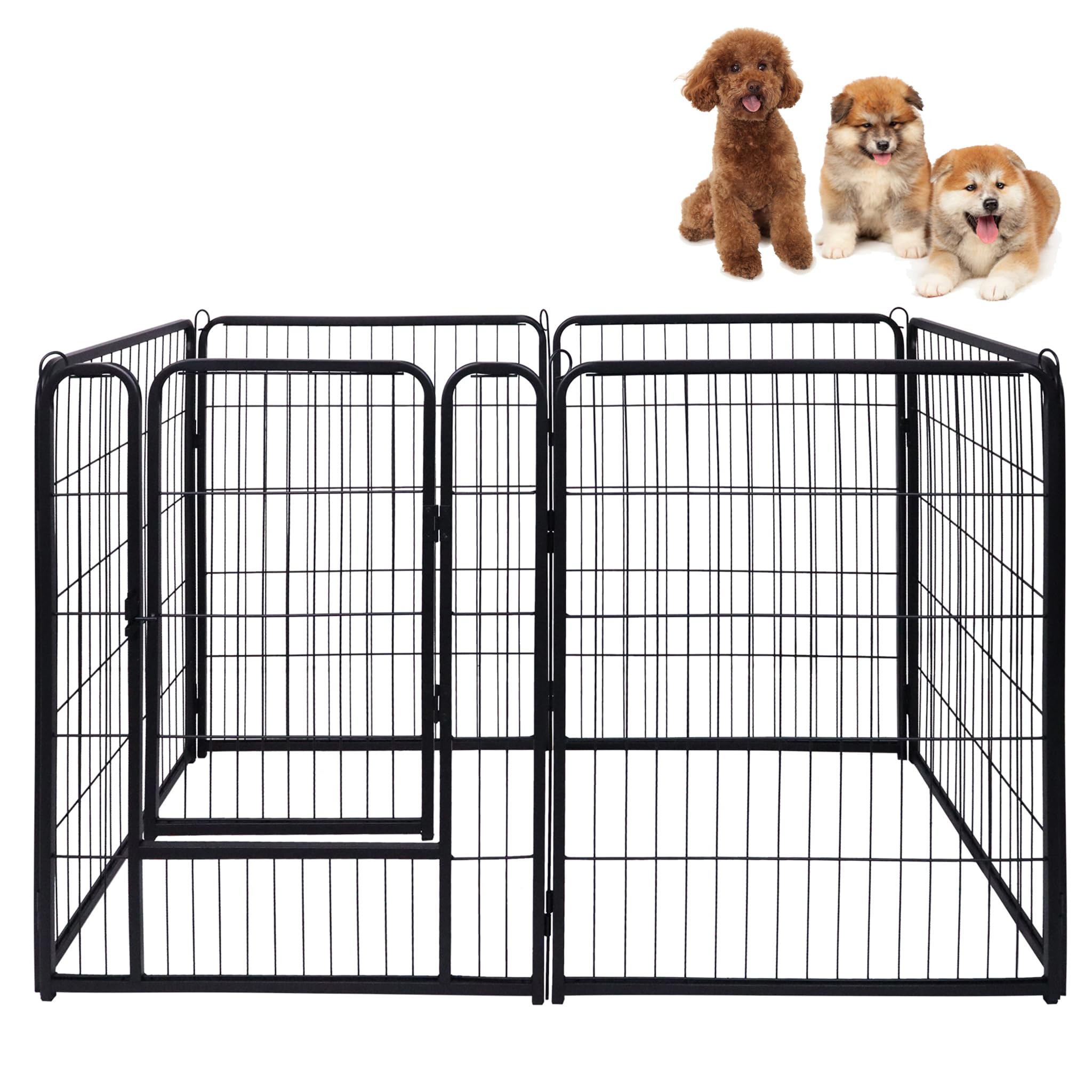 SUBTLETY Juego de 6 parques para perros con puertas y anclajes de tierra, cercado para perros plegable, resistente a la intemperie, parque para cachorros, portátil, para jardín, camping