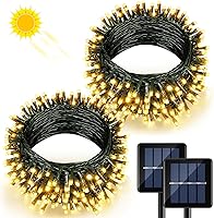 Vista 15 de 2 paquetes de luces solares de Navidad para exteriores, 158 pies 480 LED, luces de cuerda solares impermeables para exterior, 8 modos, luces