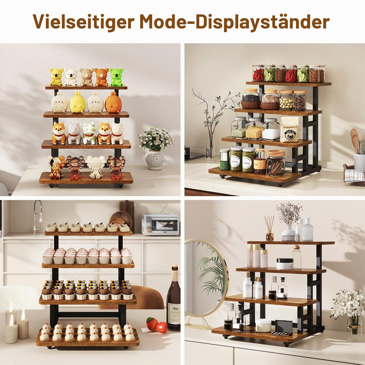 IBUYKE Etagere Holz,2er Set,Tortenständer,Kühlplatte Buffet,Braun TLJ018H-2
